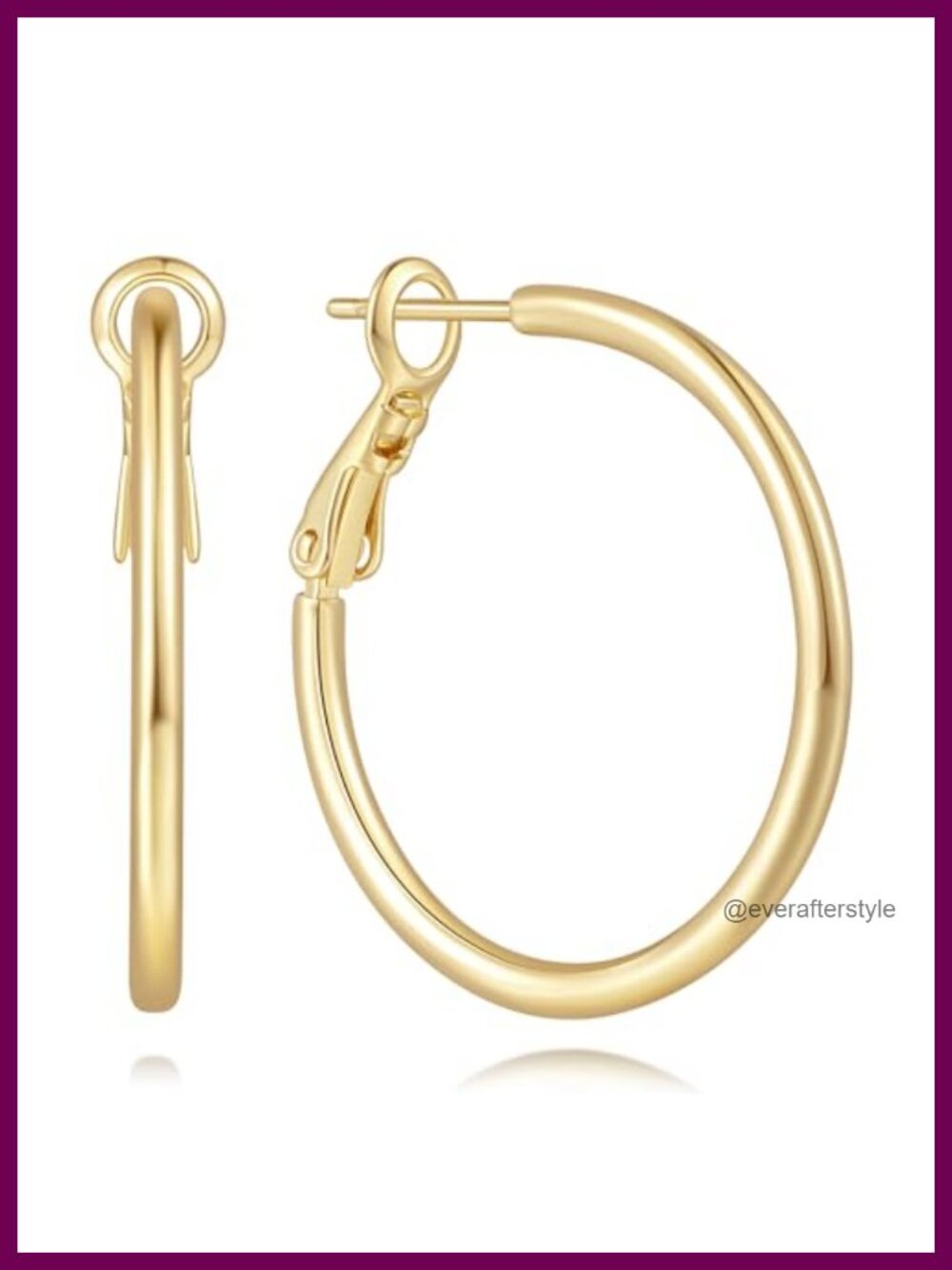 14k Gold Plated Hoop Earrings for Women Thin Hoop 30mm